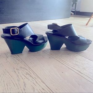 ❌Item Sold Marni Green and Black like new Platform Sandals